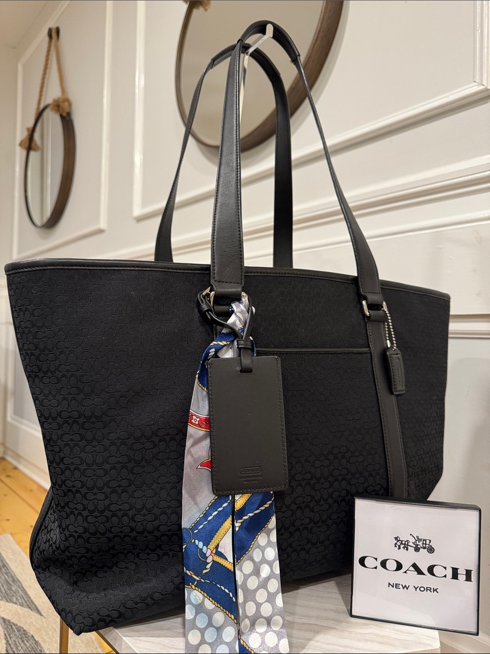 COACH Hampton Signature XL Canvas Weekender Black Vintage Travel Tote
